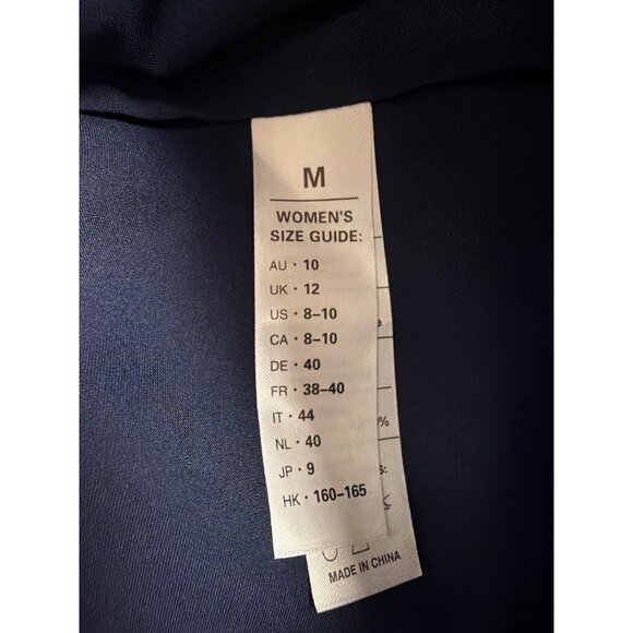 LILYSILK Womens Navy Blue Silk Long Sleeve Blouse With Tie Neck Detail Size M - Picture 9 of 11